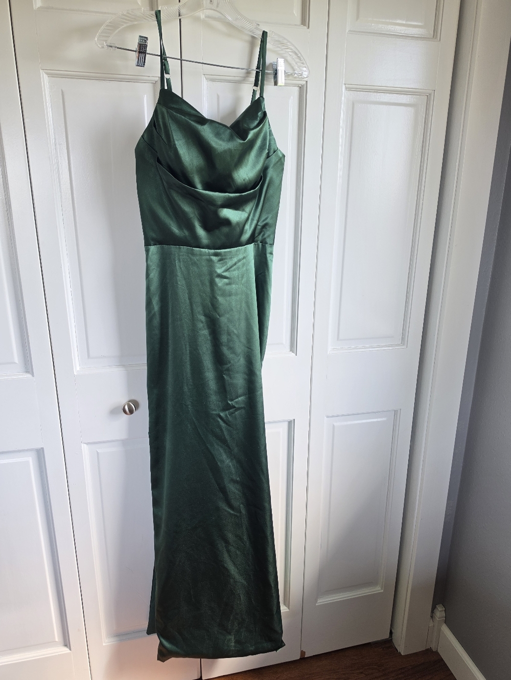 Emerald Green Satin Maxi Dress Size 4 Corset Lace-Up Back